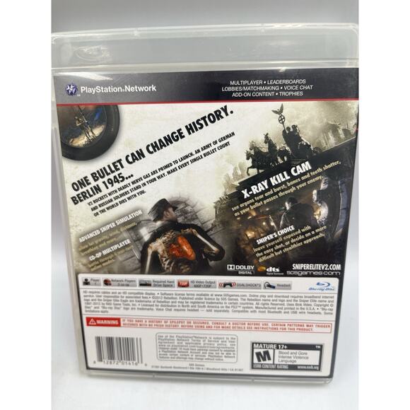 Sony Playstation 3 PS3 Sniper Elite V2 Shooter Game 2012 Complete CIB + Manual - Picture 2 of 6